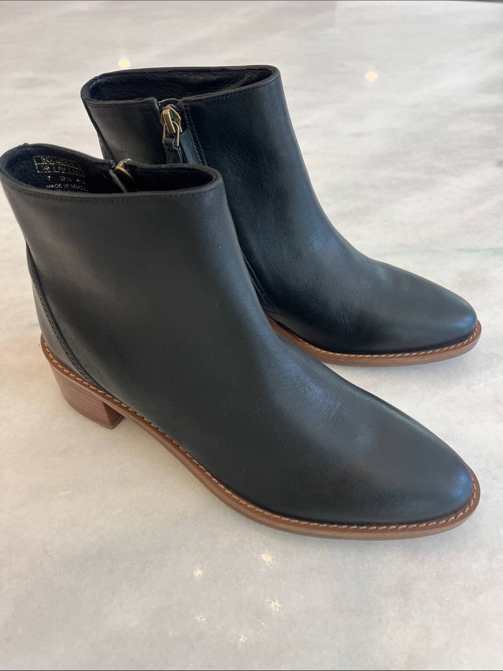 NEW Soludos Leather Black Greta Booties Ankle Boots Women's Size 7